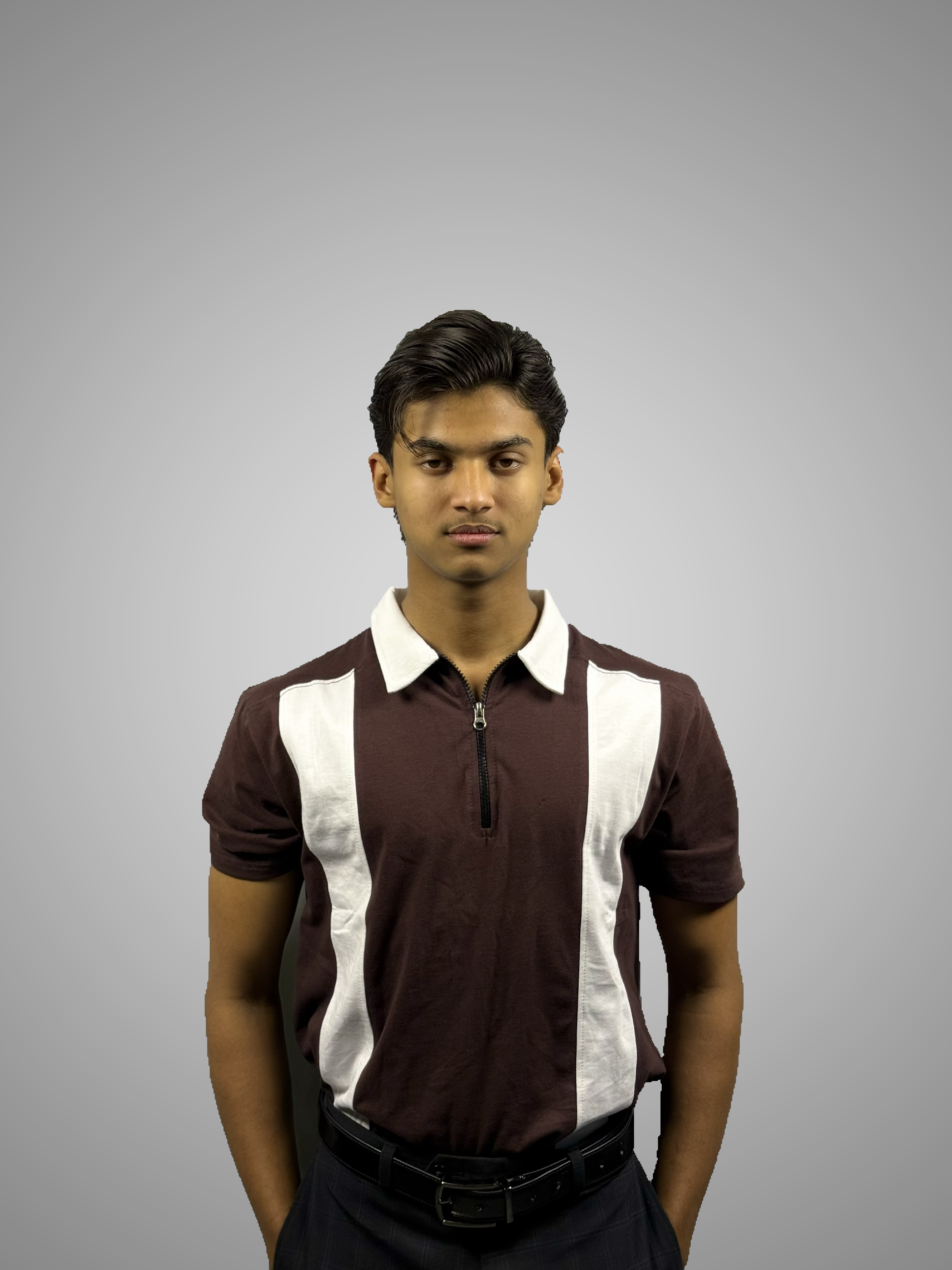 Brown Polo with White Stripes