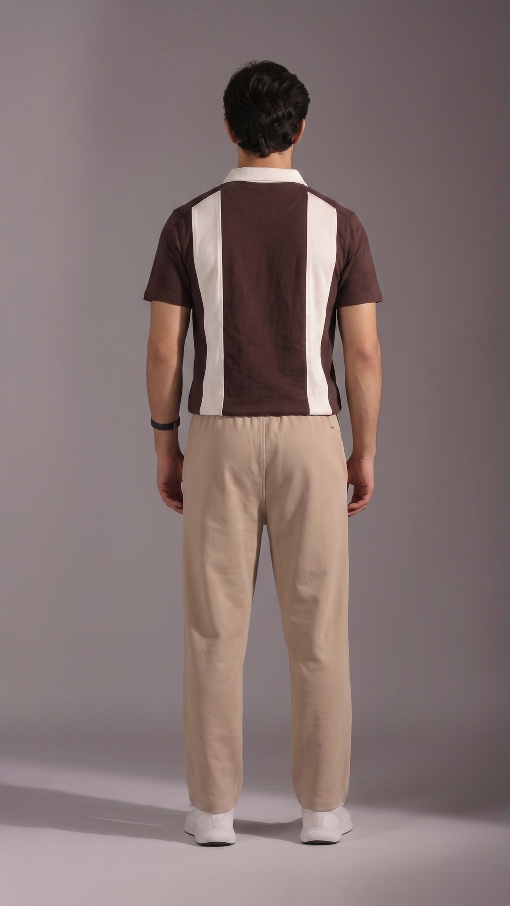 Brown Polo with White Stripes