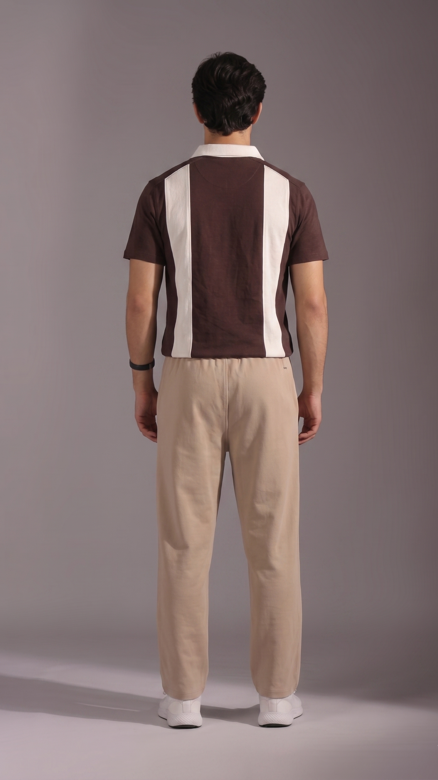 Brown Polo with White Stripes