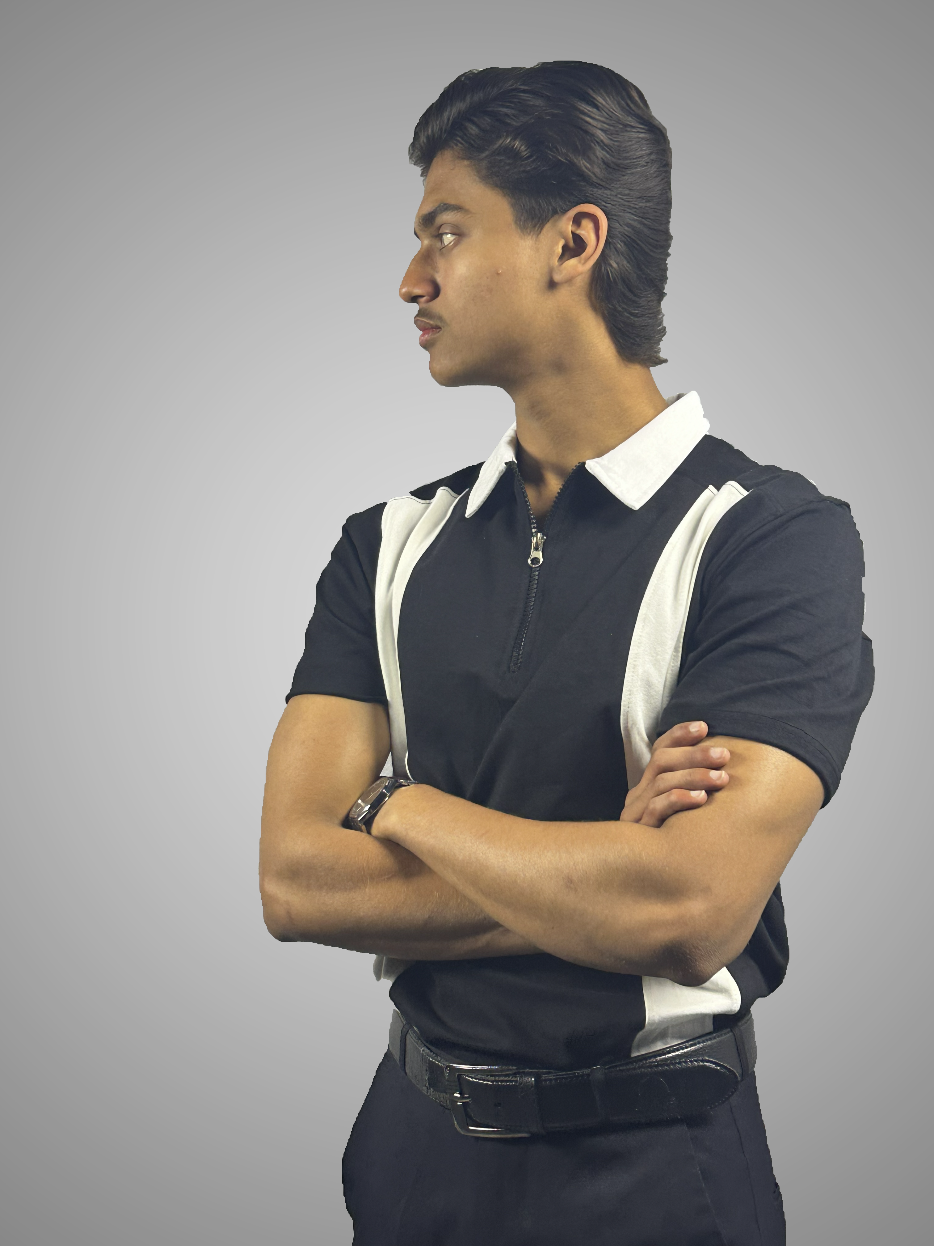 Black Polo with White Stripes