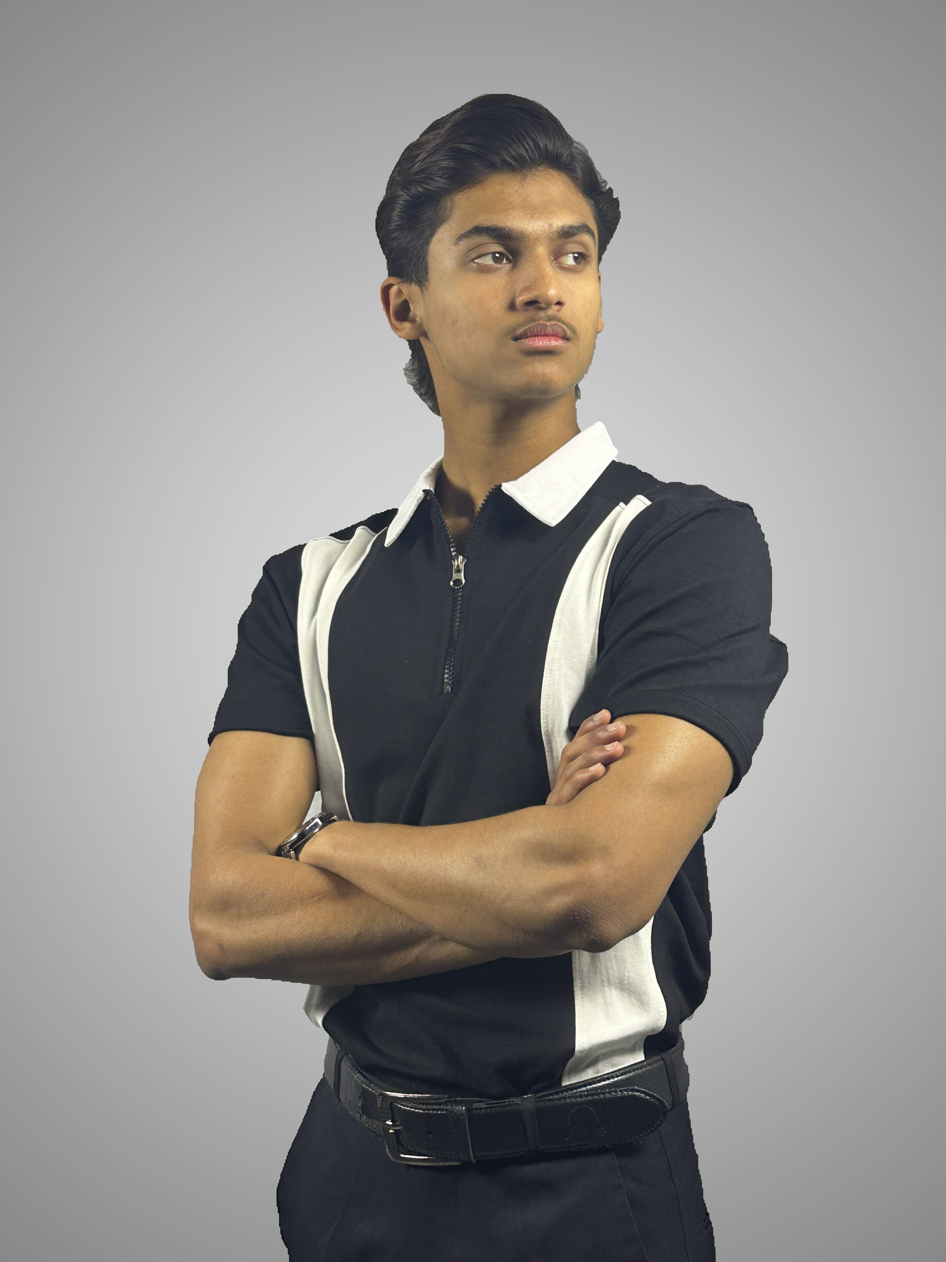 Black Polo with White Stripes