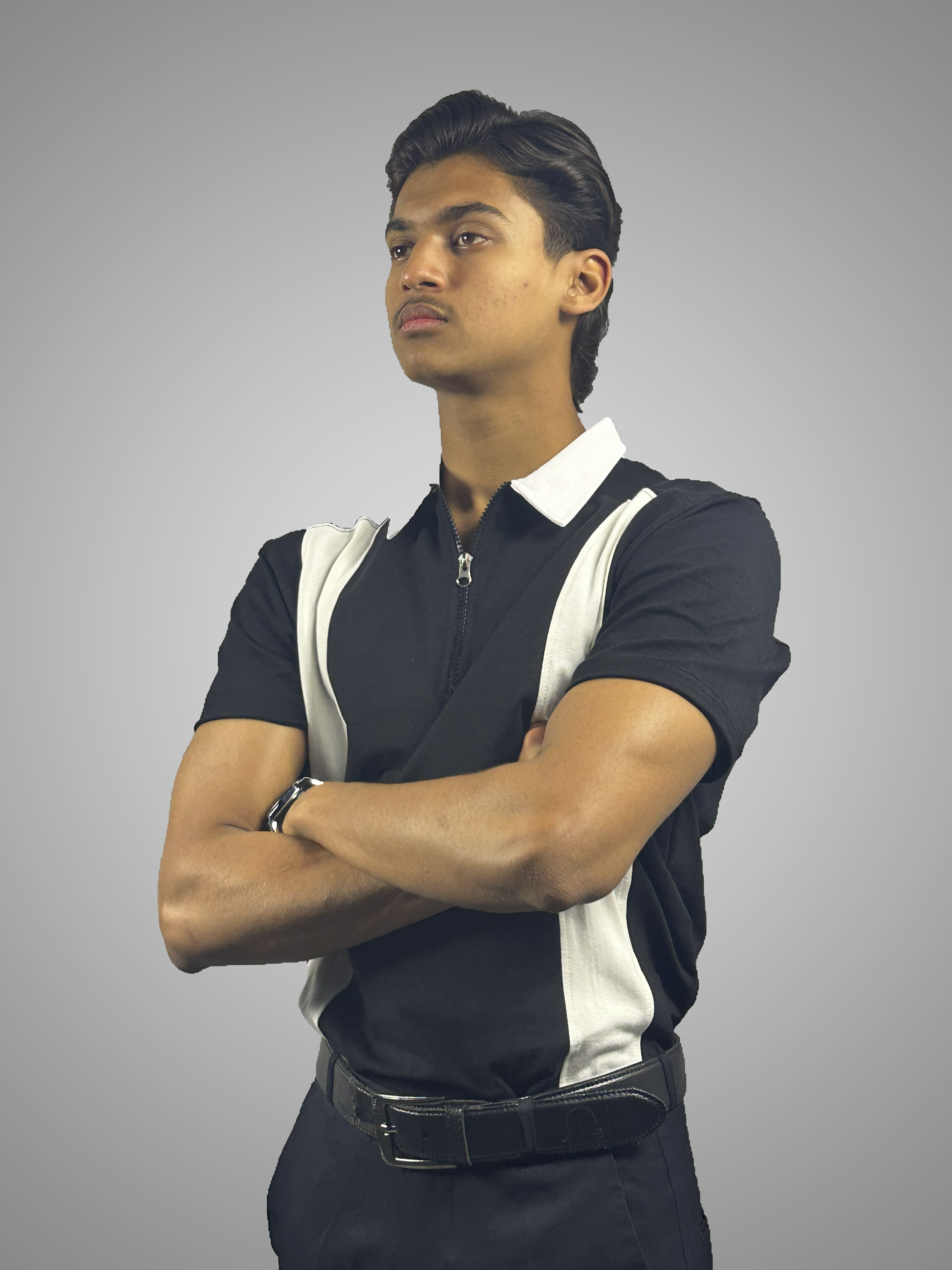 Black Polo with White Stripes